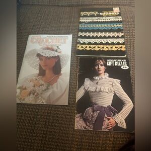 3 Vintage Crochet Books. Edging Patterns, Victorian Blouse, Wedding Ideas